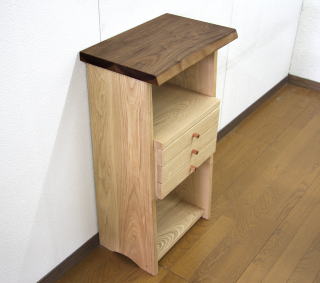 タモ無垢電話台